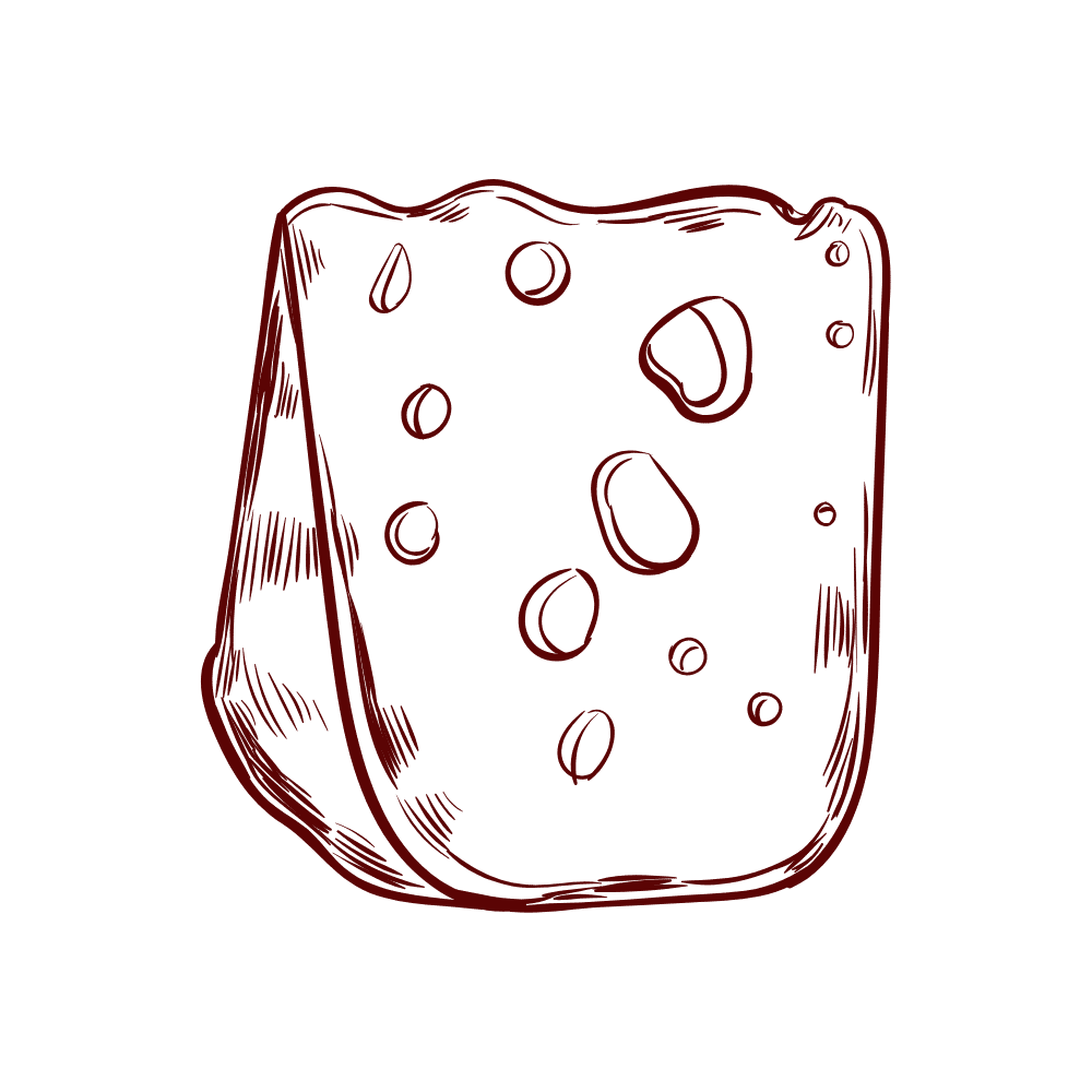 Sketch graphic of a triangle of cheese