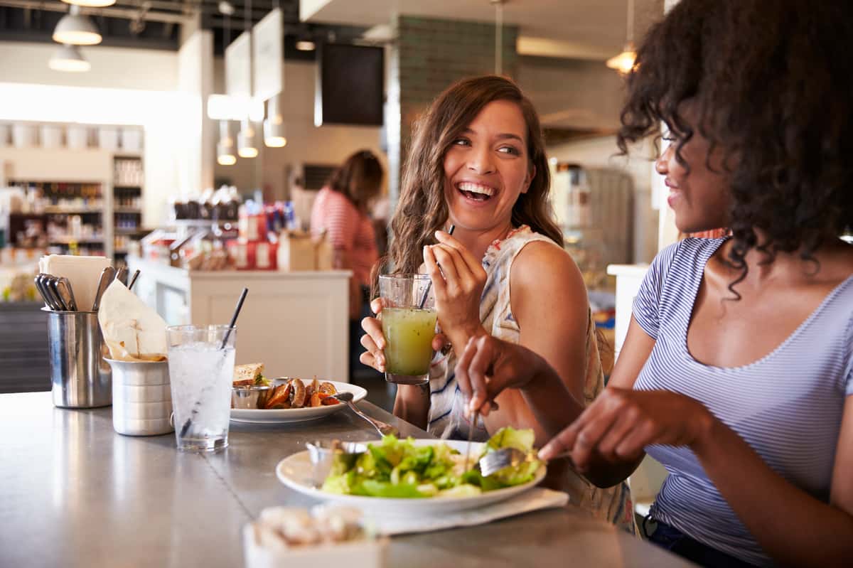 Two women enjoying lunch