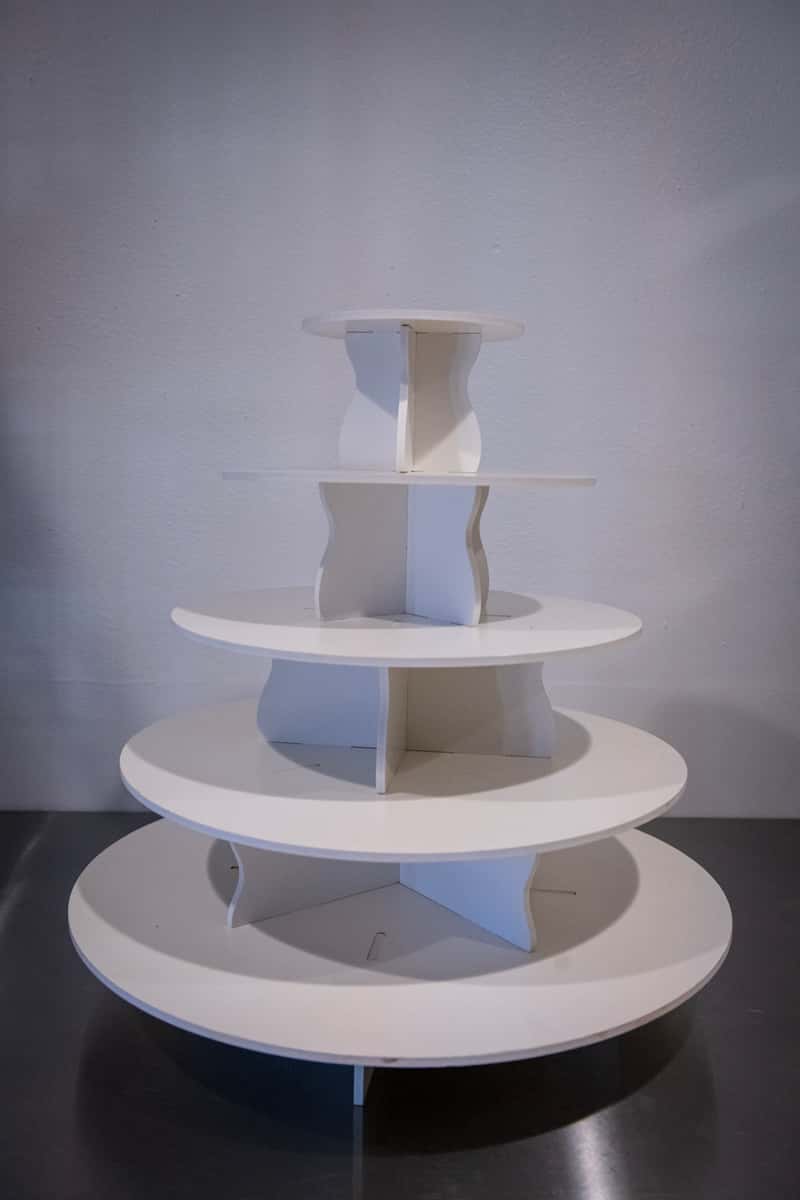 WHITE 5 TIER CUPCAKE STAND