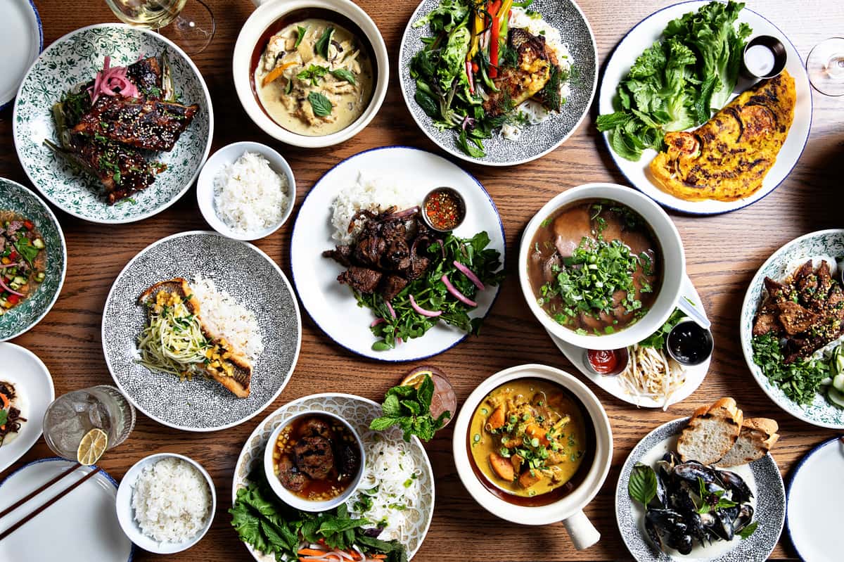 table of dishes