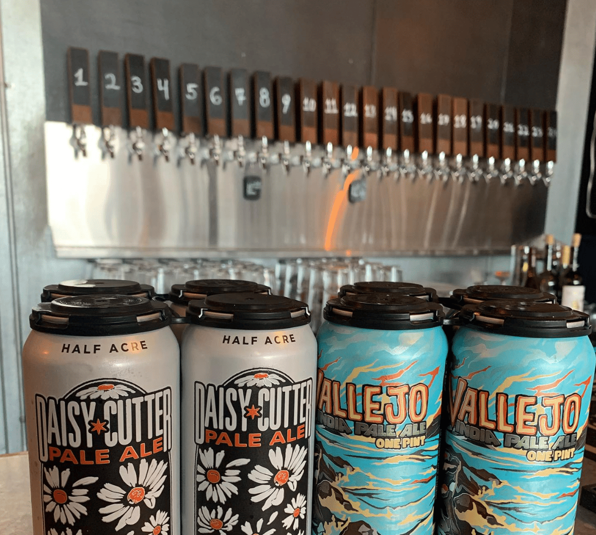 craft beer taps and cans
