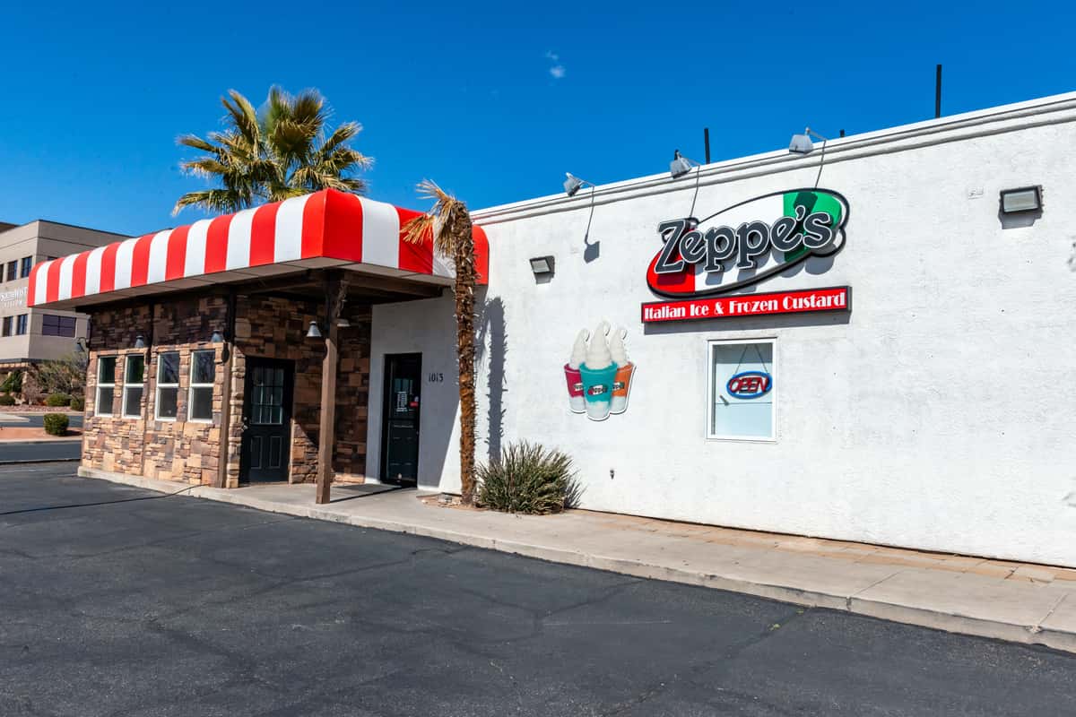 Location exterior of a Zeppe's Italian Ice and Frozen custard shop