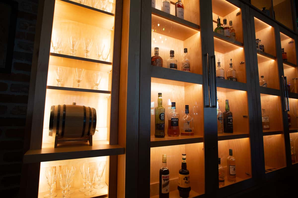 interior liquor selection on shelves