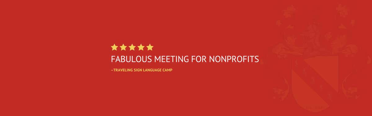 Five star review stating "Fabulous meeting for nonprofits" by Traveling Sign Language Camp