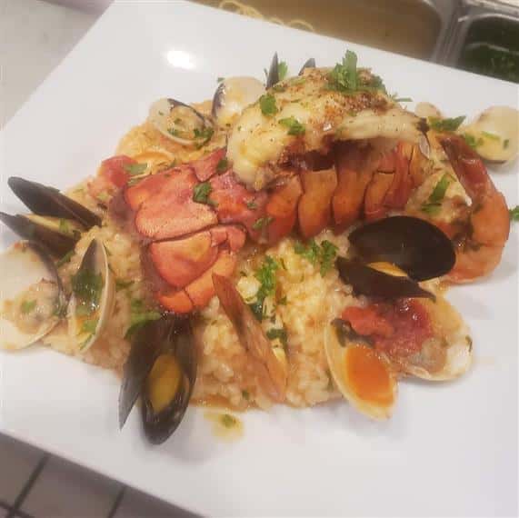 risotto with clams, mussels, and lobster