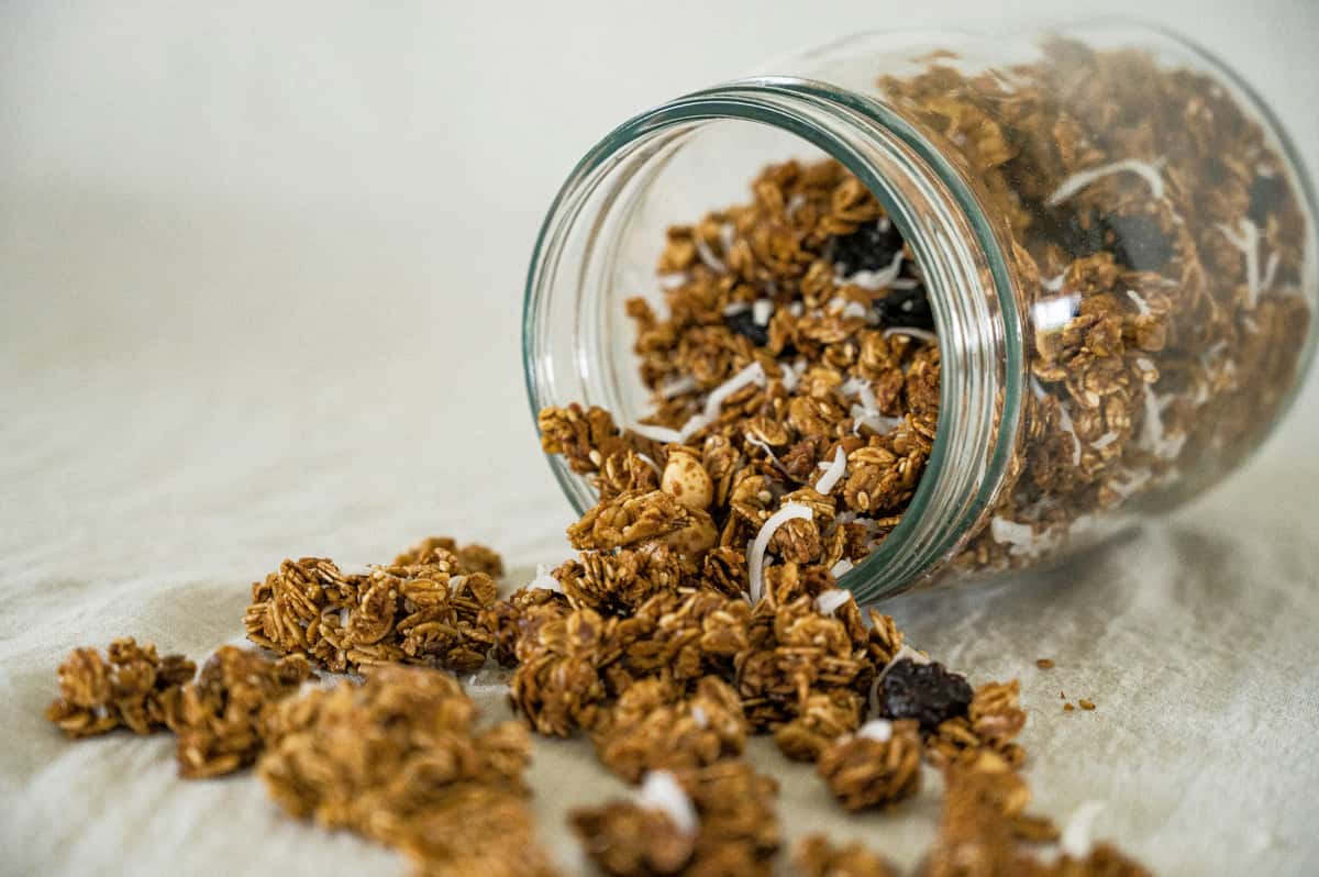 granola in a mason jar
