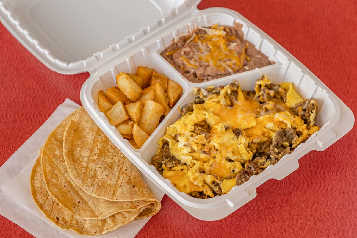 steak egg and cheese plate