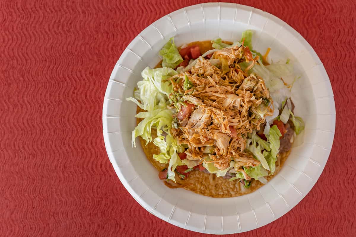 shredded chicken tostada