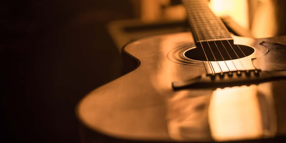 closeup of acoustic guitar