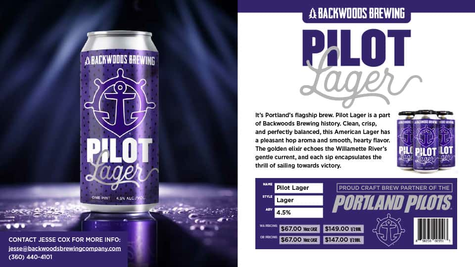 Backwoods Brewing University of Portland Pilot Lager Sell Sheet