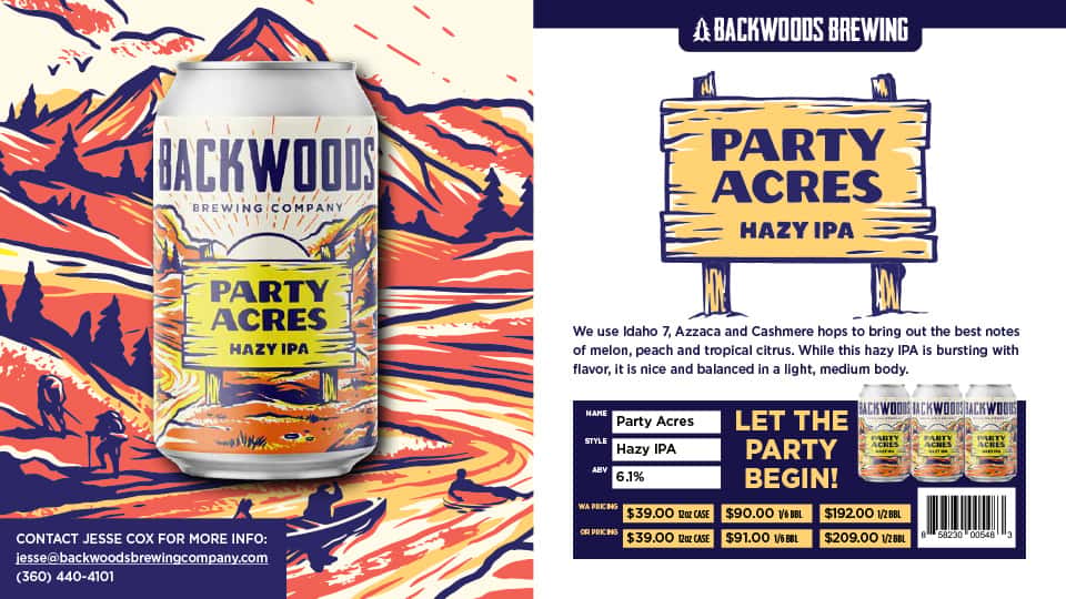 Backwoods Brewing Party Acres Hazy IPA Sell Sheet