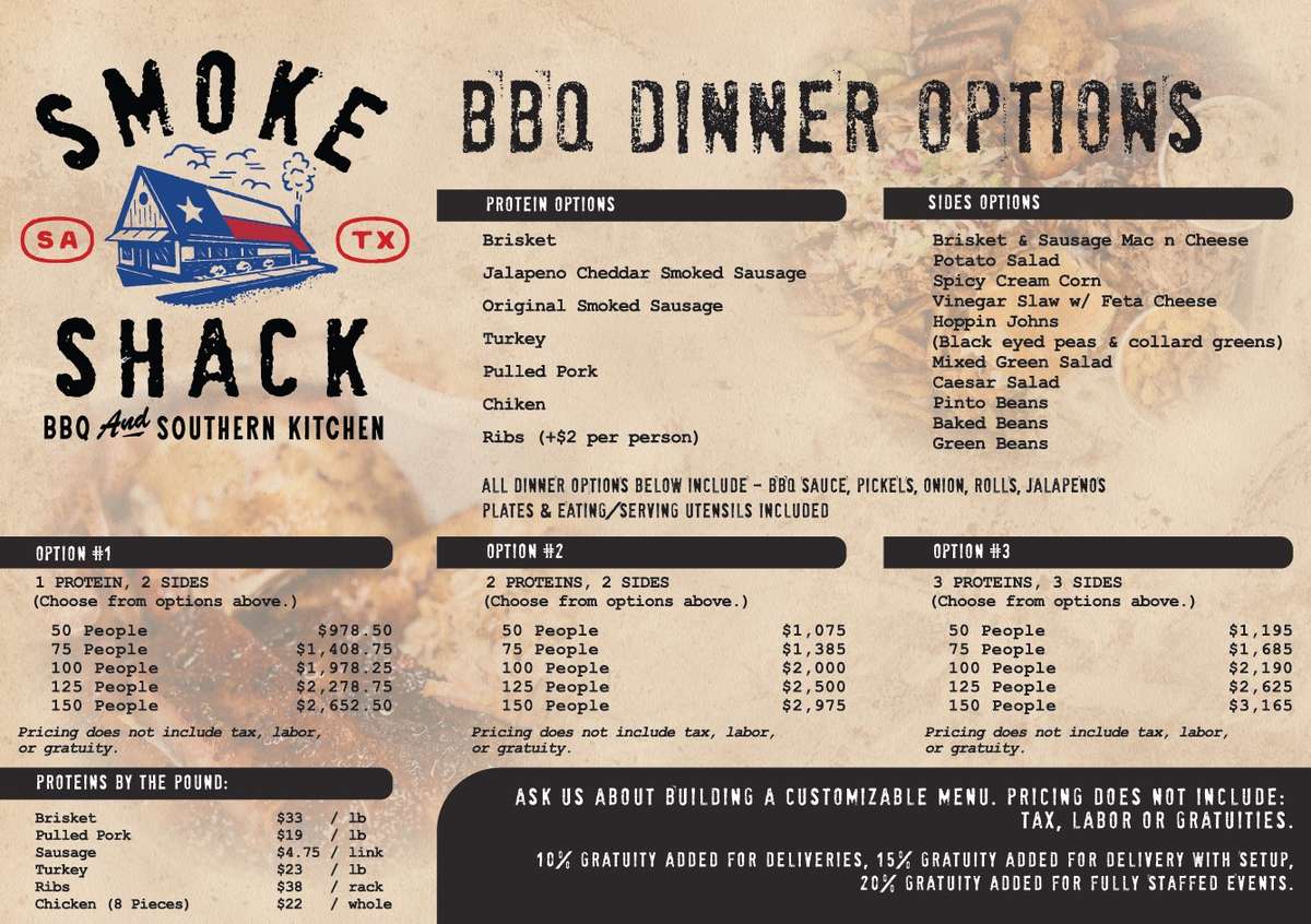 Smoke Shack Dinner Options