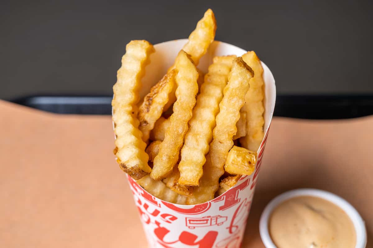 Crinkle Cut Fries - Food - UNiQ Burger - 100% Plant-based Restaurant in  Scottsdale, AZ