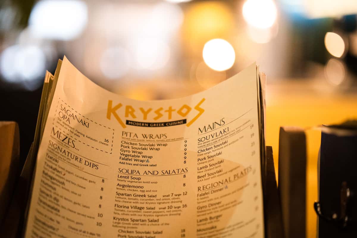 close up of menu
