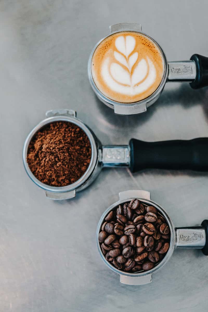 coffee beans and latte