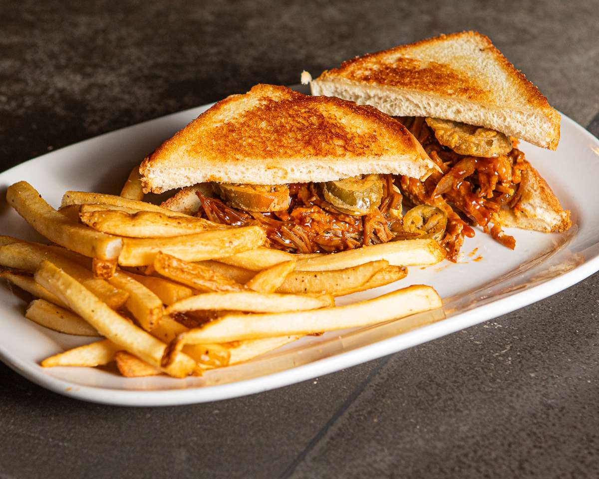 Kickin' Texas BBQ Pulled Pork Sandwich HOBNOB Neighborhood