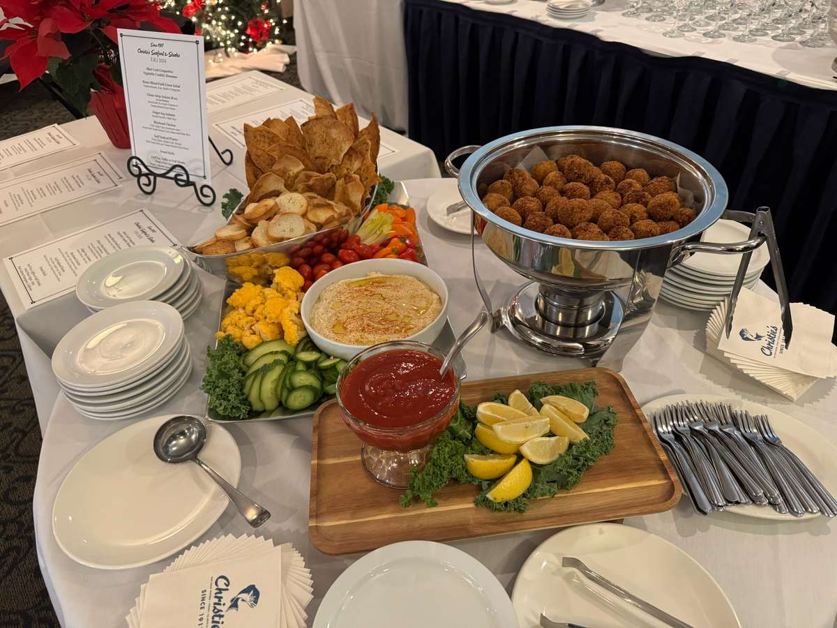 Christie's Seafood Catering Crudite and Crab Balls