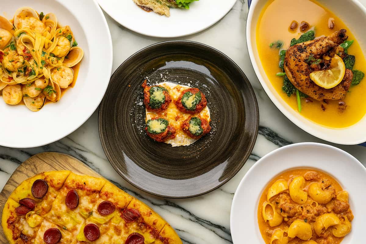Gourmet Feast on Marble Table