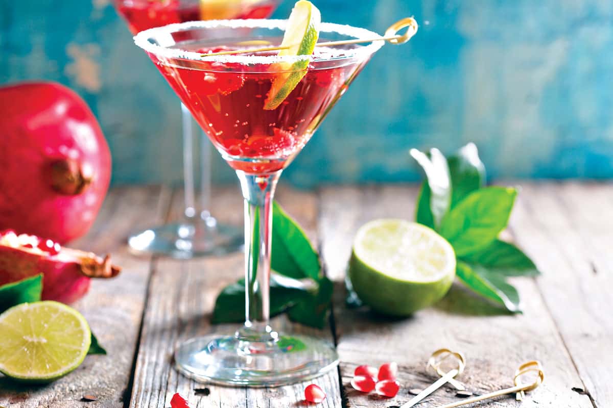 cosmopolitan cocktail in a martini glass