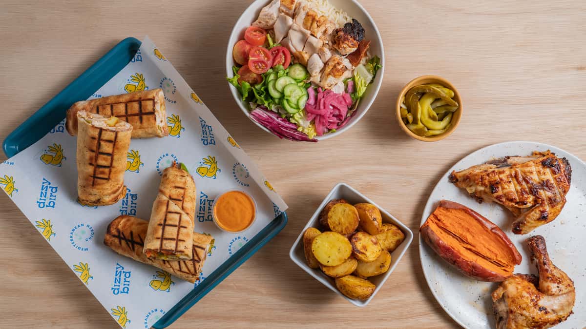 Chicken wraps and Salads