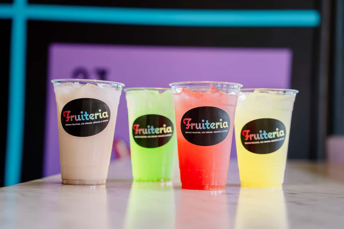 A variety of fruity flavoured iced drinks