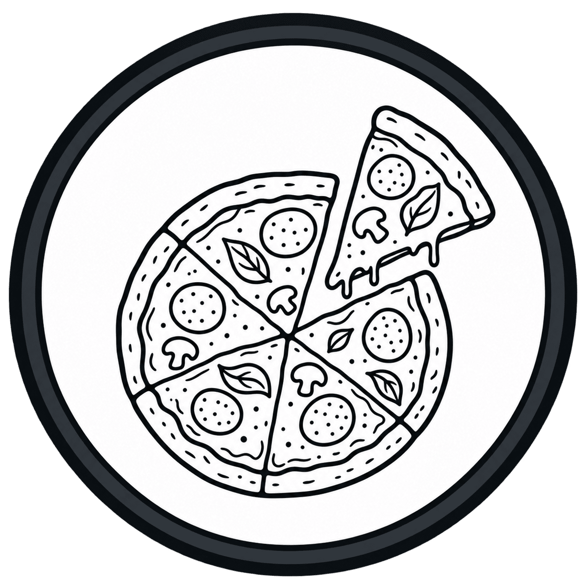 Woodfire pizza with lifted slice