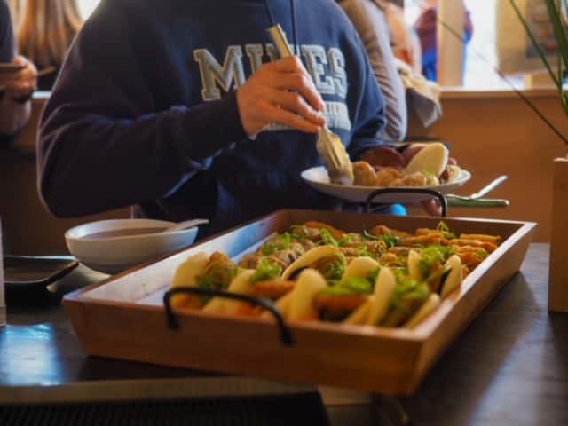 Man at event getting food