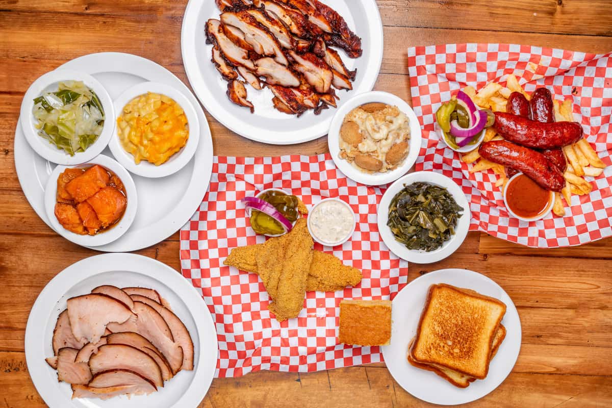 spread of menu items