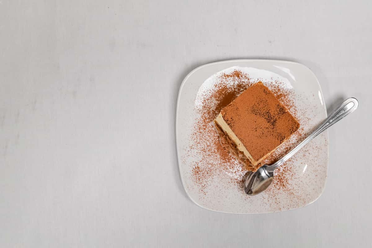 above view of tiramisu slice
