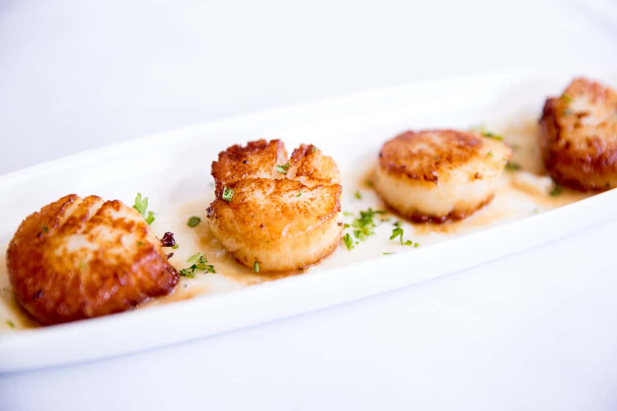 Panned seared scallops