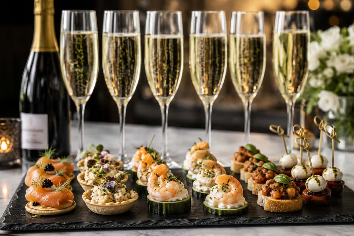 canape food and champagne