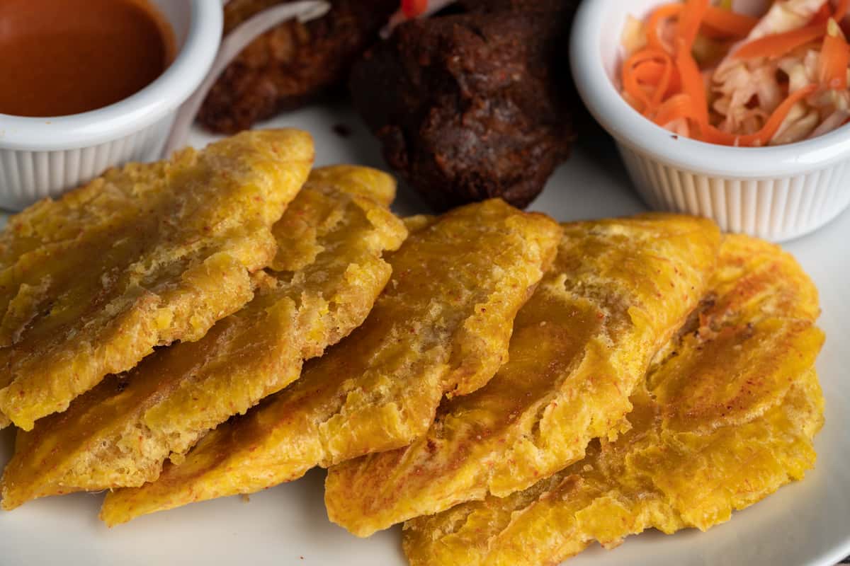 Fresh plantain slices, fried to a crispy delight