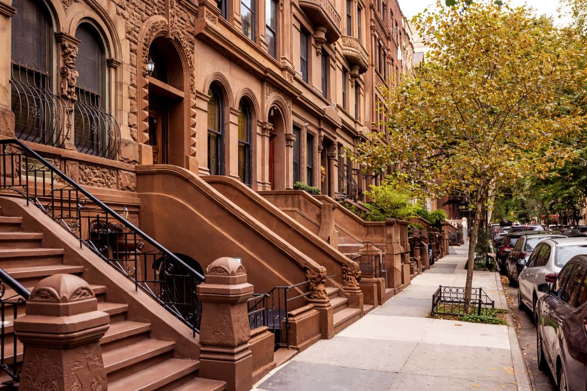 Autumn in a New York brownstone street