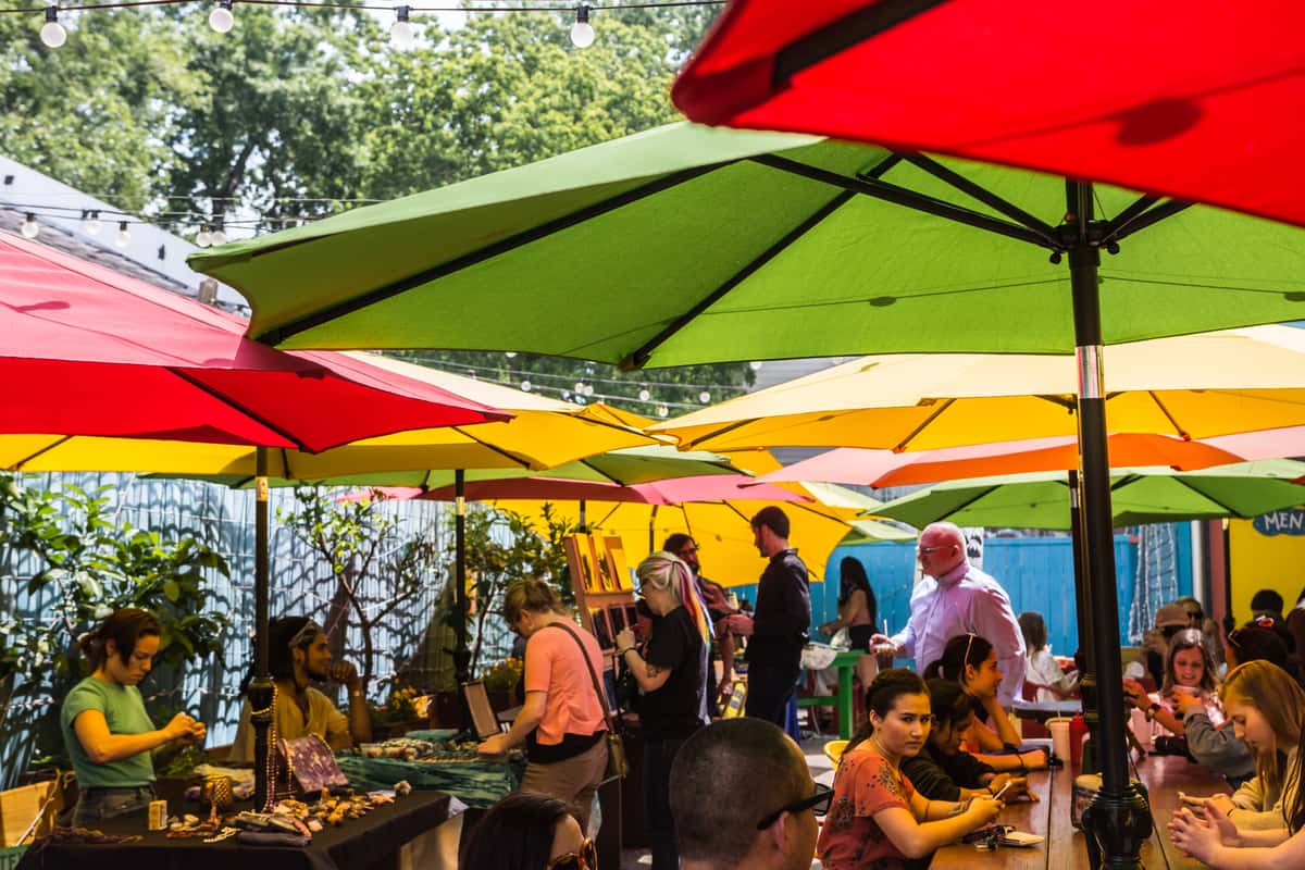 courtyard green umbrella
