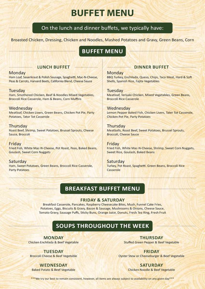 Weekly Buffet Menu