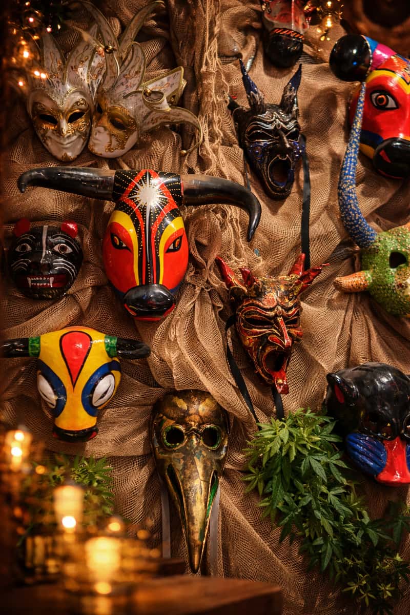 Wall of masks