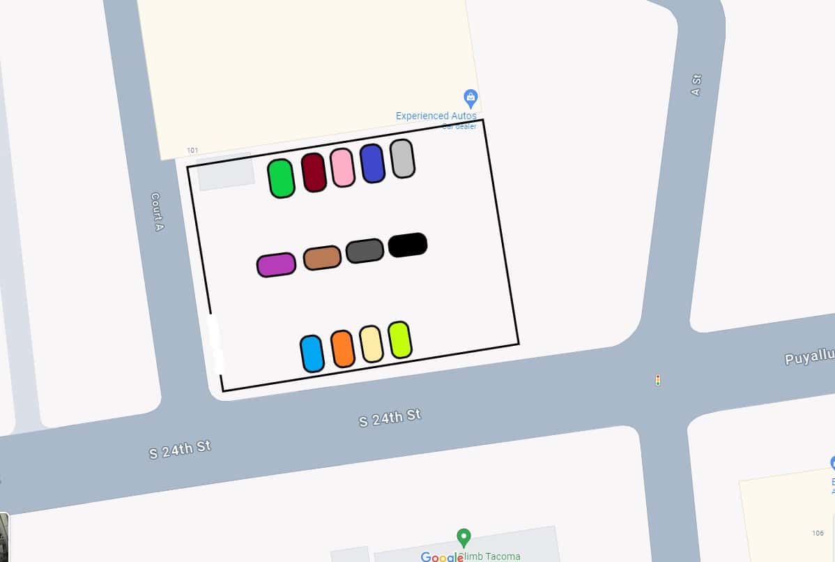 Diagram of how to park in the parking lot
