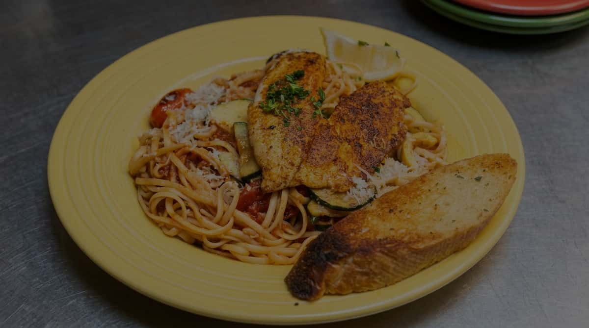 Fish pasta zuchinni