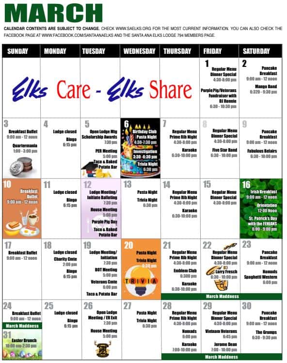 march elkhorn calendar 3-1-24