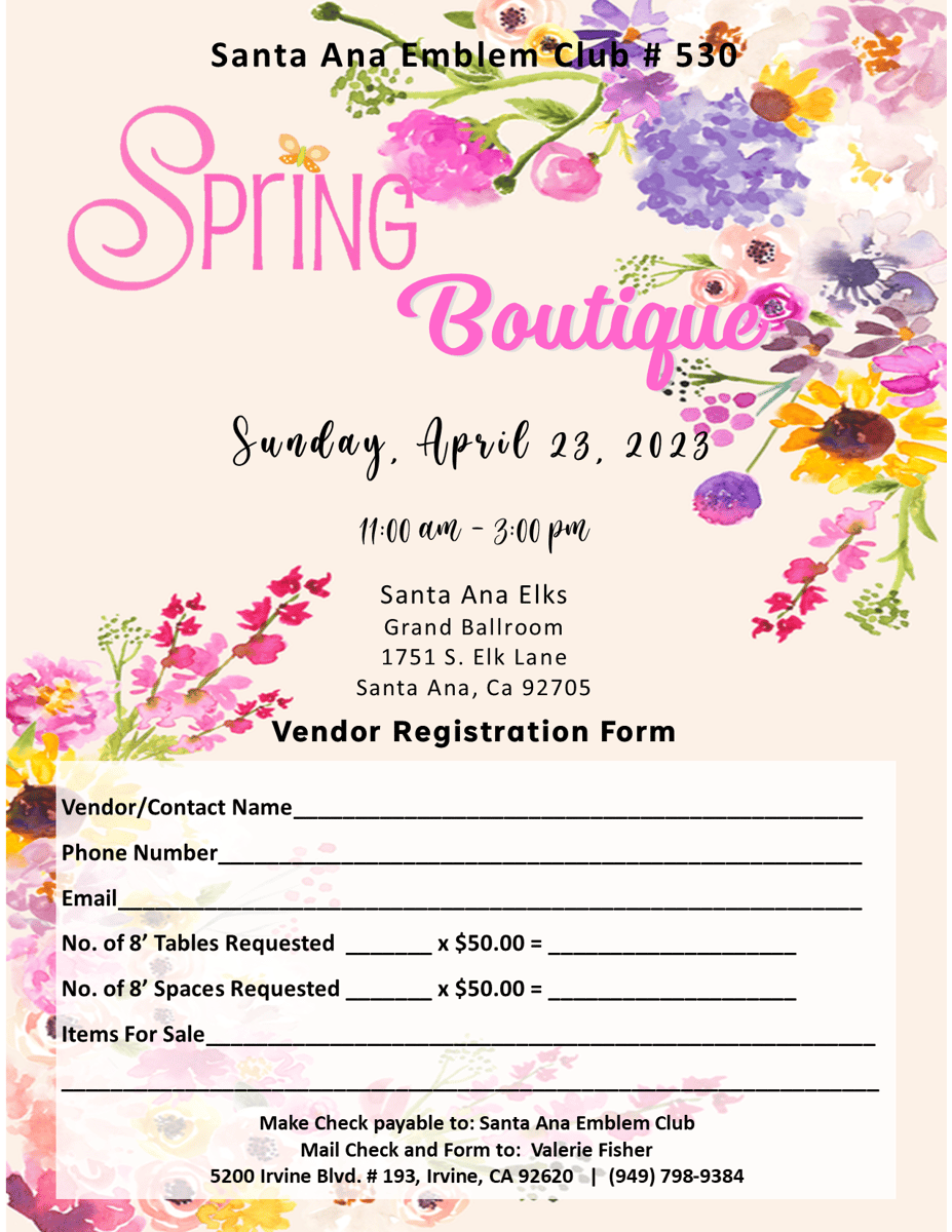 Spring Boutique Vendor Form 