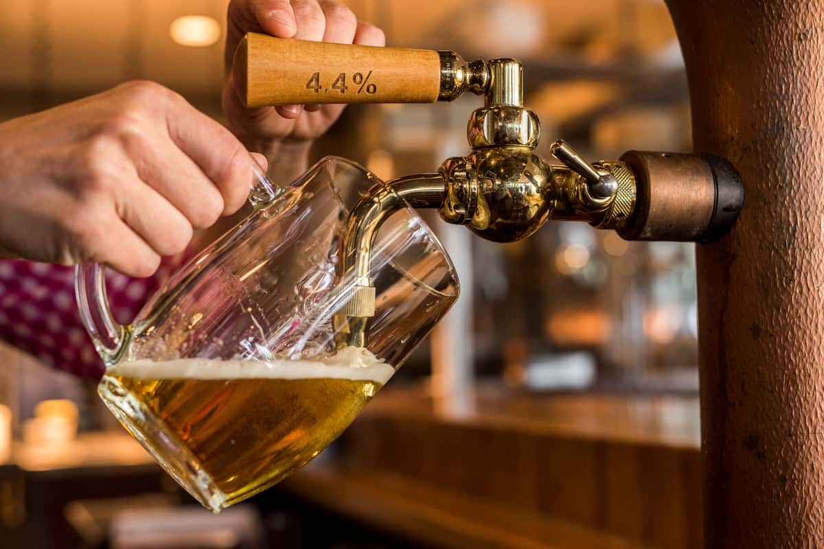 Pouring a beer on tap