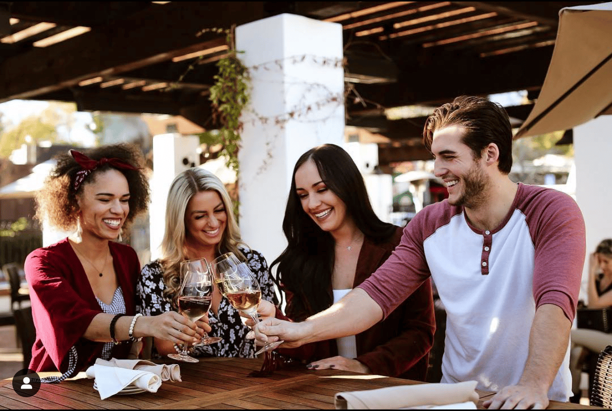 Friends cheering glasses of wine