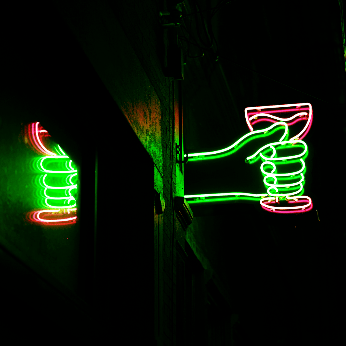 neon sign in darkness