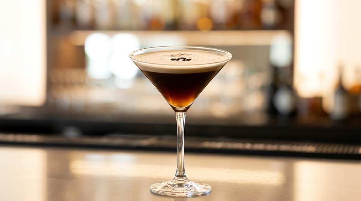 Espresso martini craft cocktail at Local on North, a modern restaurant and bar in Canton and Marietta GA