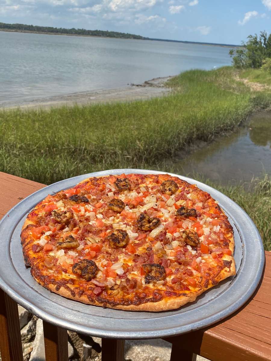 Shrimp Lovers Pizza Beverages Palms Fish Camp Restaurant Seafood