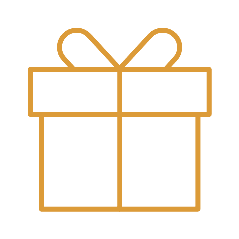 yellow outline of gift box icon
