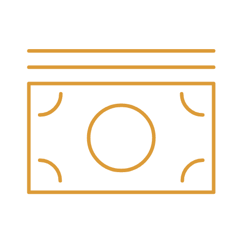 yellow outline of cash icon