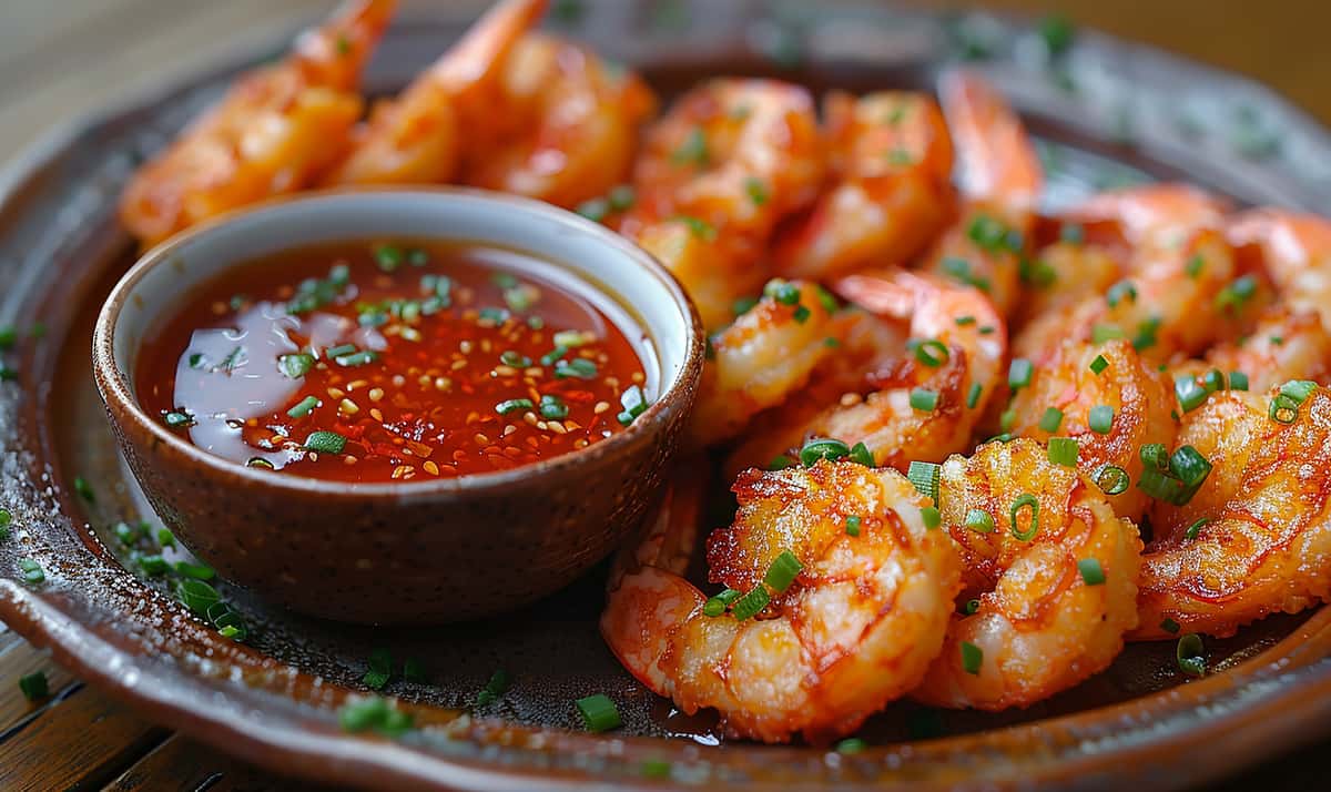 Shrimp with red sauce