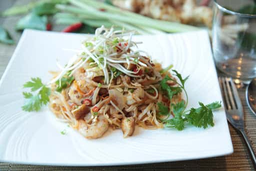 Plate of Thai style noodles.