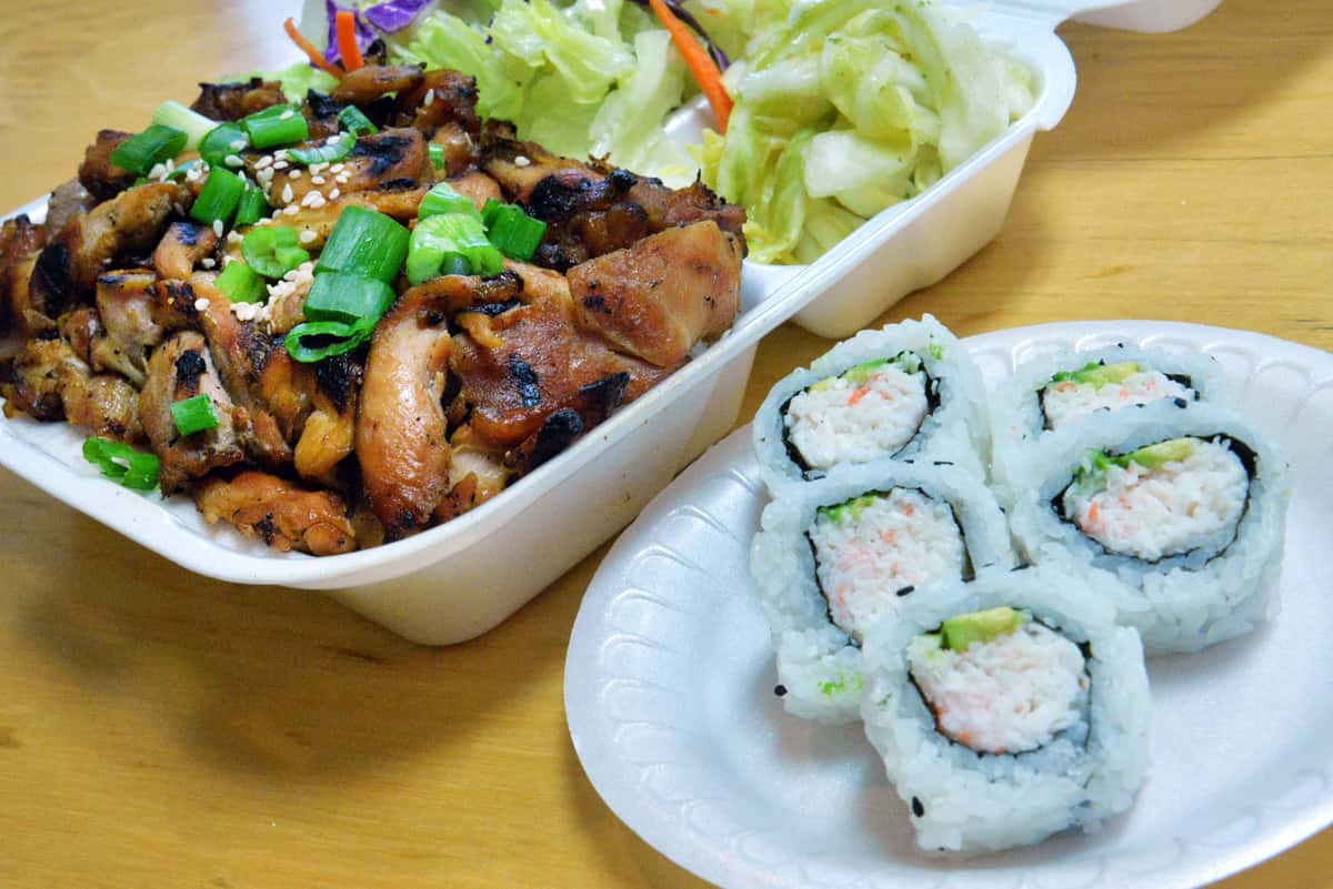 chicken and california roll